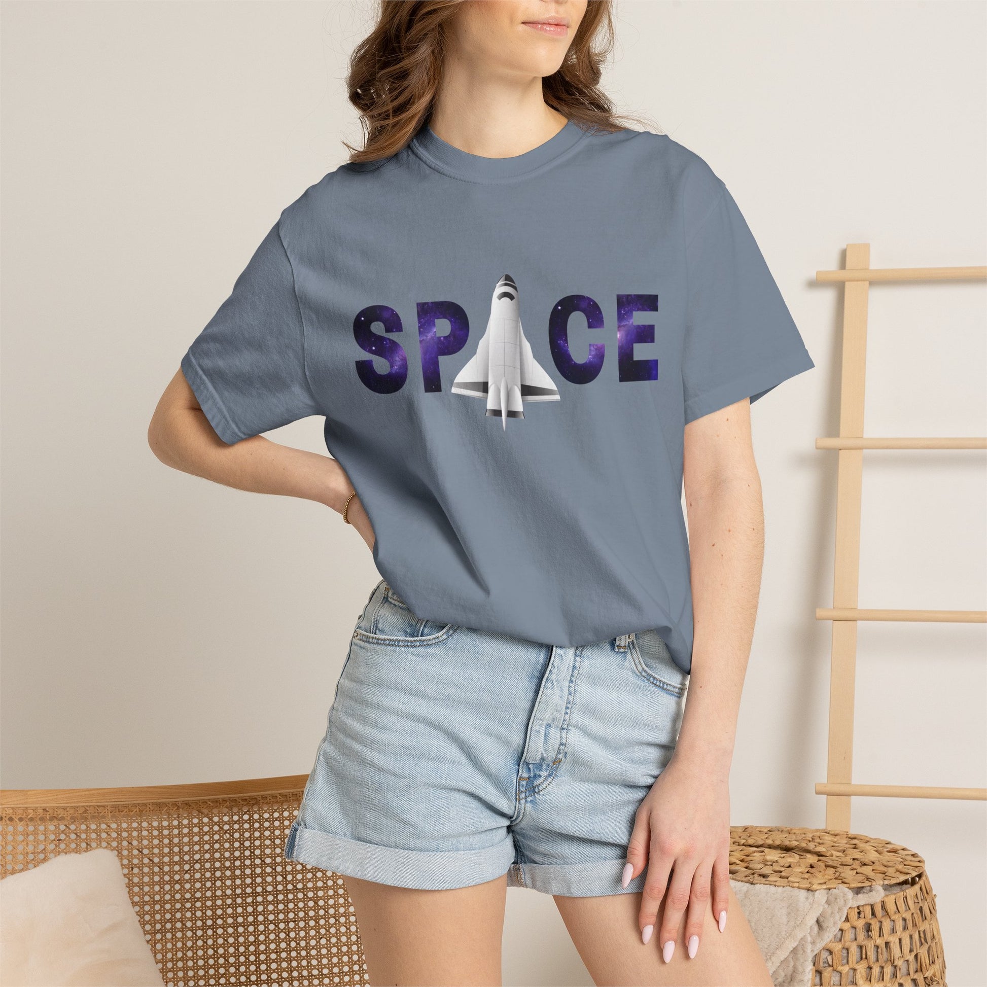 Space Rocket Unisex T-Shirt — Retro Galaxy 'SPACE' Graphic Tee - S&B