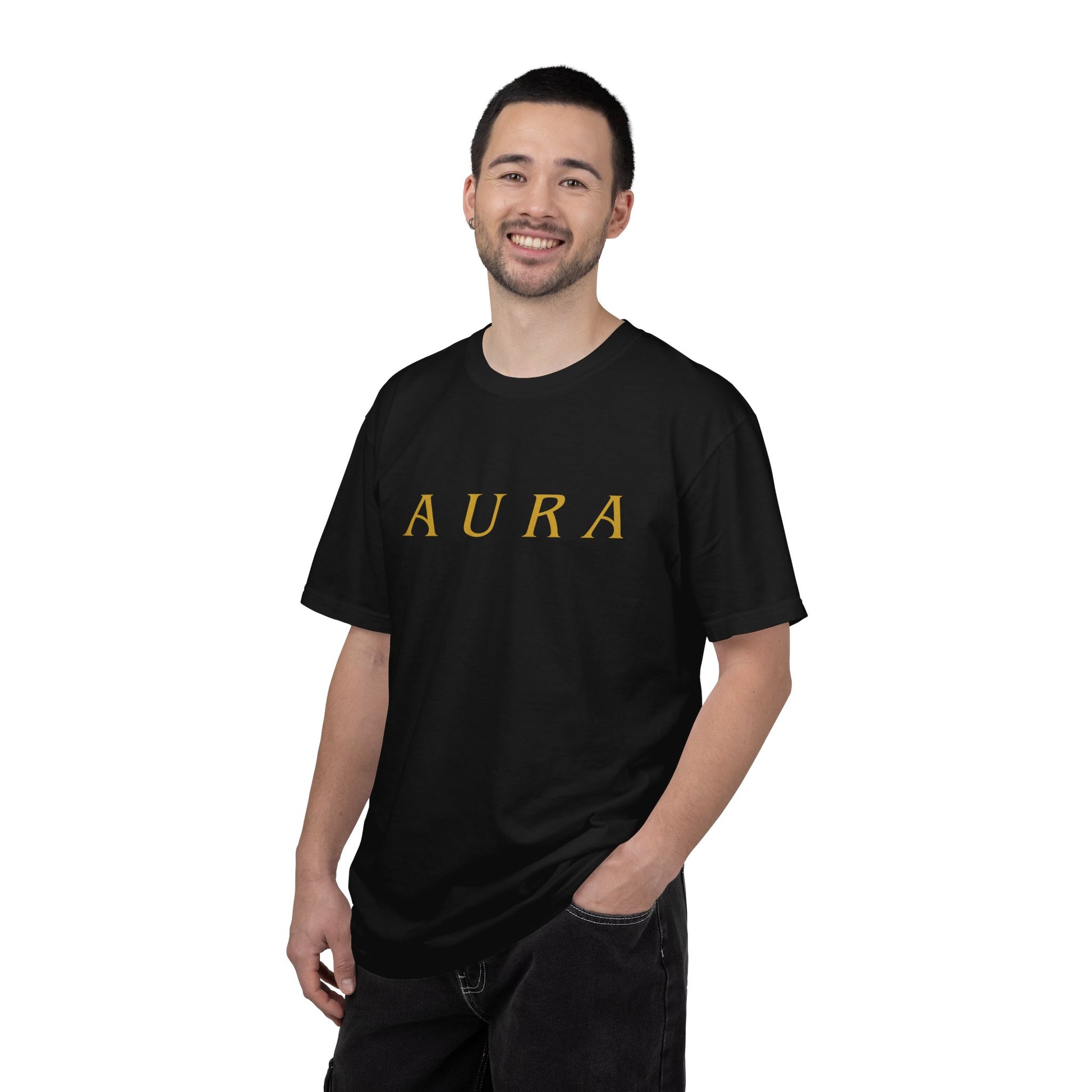 Aura Graphic Unisex T-Shirt — Minimal Gold Lettering Tee - S&B