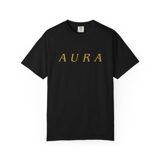 Aura Graphic Unisex T-Shirt — Minimal Gold Lettering Tee