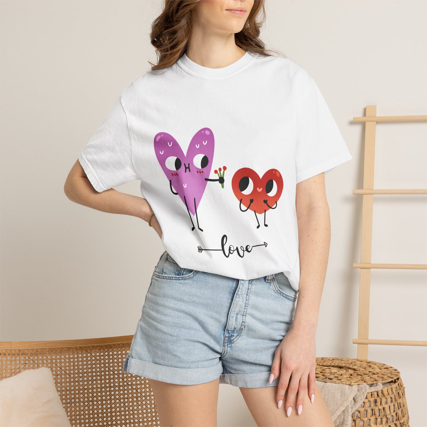 Love Hearts Graphic Unisex T-Shirt — Cute Tee with Heart Characters - S&B